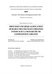 Processus de requalification durable des franges urbaines fondé sur la démarche de composition urbaine Processus de requalification durable des franges urbaines fondé sur la démarche de composition urbaine