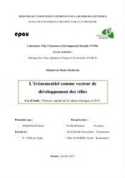 L’événementiel comme vecteur de développement des villes L’événementiel comme vecteur de développement des villes