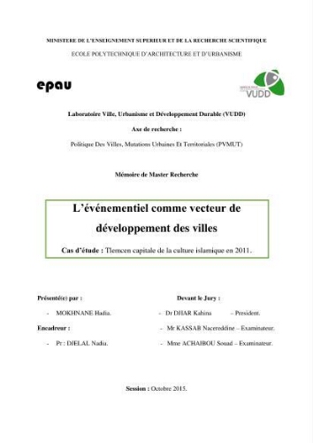 L’événementiel comme vecteur de développement des villes L’événementiel comme vecteur de développement des villes