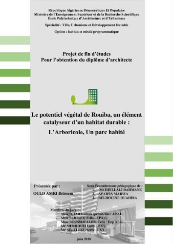 Le potentiel végétal de Rouiba, un élément catalyseur d'un habitat durable Le potentiel végétal de Rouiba, un élément catalyseur d'un habitat durable