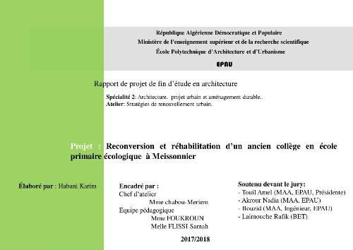 Reconversion et réhabilitation d'un ancien collège en école primaire à Meissonnier Reconversion et réhabilitation d'un ancien collège en école primaire à Meissonnier