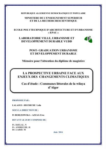 La Prospective urbaine face aux enjeux des changements climatiques La Prospective urbaine face aux enjeux des changements climatiques