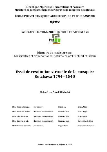 Essai de restitution virtuelle de la mosquée Ketchawa 1794-1840 Essai de restitution virtuelle de la mosquée Ketchawa 1794-1840