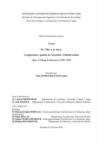 De L'îlo à la barre configuration spatiale de l'ensemble d'habitat urbain De L'îlo à la barre configuration spatiale de l'ensemble d'habitat urbain