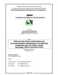 Influence du facteur anthropique sur la consommation énérgétique d'un batiment résidentiel dans un milieu urbain Influence du facteur anthropique sur la consommation énérgétique d'un batiment résidentiel dans un milieu urbain