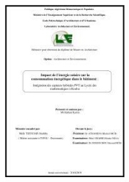 Impact de l'énergie solaire sur la consommation énergétique dans le bâtiment Impact de l'énergie solaire sur la consommation énergétique dans le bâtiment