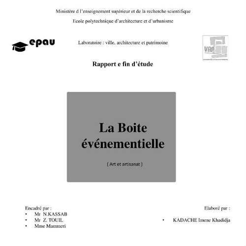 La boite événementielle (Art et artisanat) La boite événementielle (Art et artisanat)