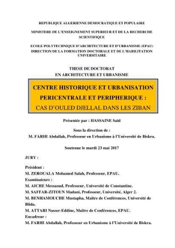 Centre historique et urbanisation pericentrale et périphérique Centre historique et urbanisation pericentrale et périphérique