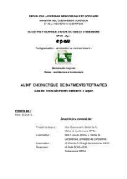 Audit énergétique de batiments tertiaires. Audit énergétique de batiments tertiaires.