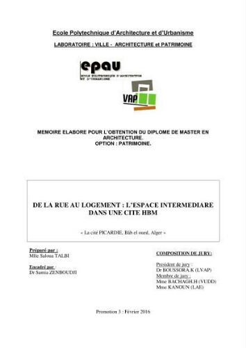 De la rue au logfement L'espace intermidiaire dans une cité HBM De la rue au logfement L'espace intermidiaire dans une cité HBM