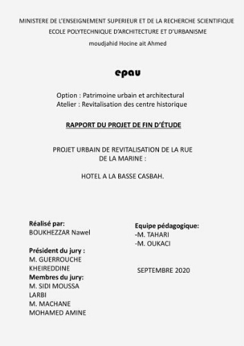 Projet urbain de revitalisation de la rue de la Marine Projet urbain de revitalisation de la rue de la Marine