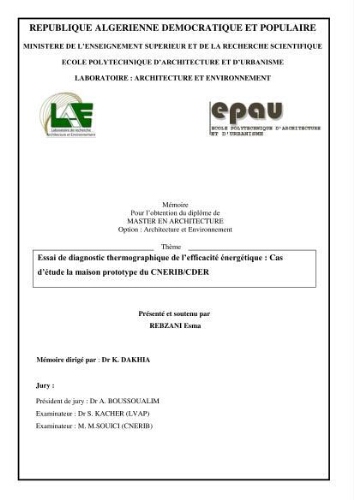 Essai de diagnostic thermographique de l'éficacité énèrgétique. Essai de diagnostic thermographique de l'éficacité énèrgétique.