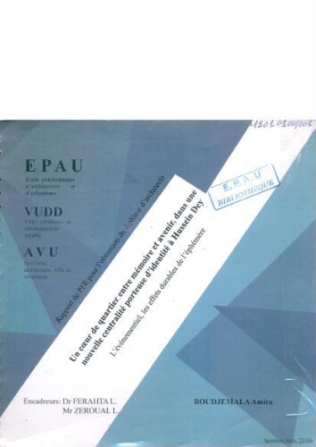 Un coeur de quartier entre mémoire et avenir, dans une nouvelle centralité porteuse d'identité à Hussein Dey Un coeur de quartier entre mémoire et avenir, dans une nouvelle centralité porteuse d'identité à Hussein Dey