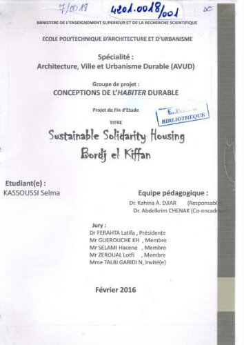 Sustainable solidarity housing Bordj el Kiffan Sustainable solidarity housing Bordj el Kiffan