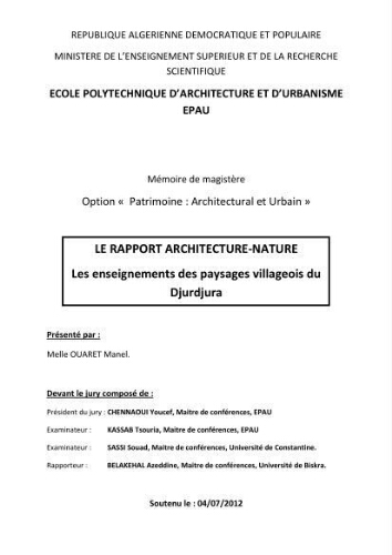 Le Rapport architecture-nature Le Rapport architecture-nature