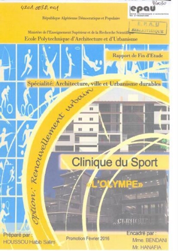 Clinique du sport " l'Olympe " Clinique du sport " l'Olympe "