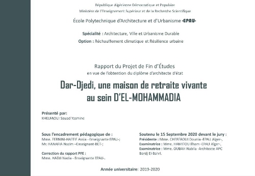 Dar - Djedi , une maison de retraite vivante au sein d'el- Mohammadia Dar - Djedi , une maison de retraite vivante au sein d'el- Mohammadia