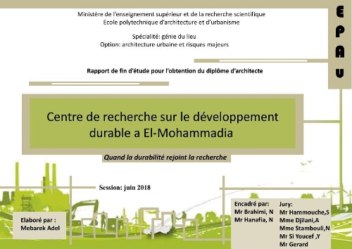 Centre de recherche sur le développement durable a El Mohammadia Centre de recherche sur le développement durable a El Mohammadia