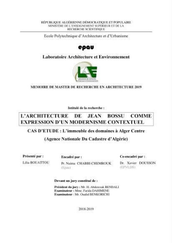 L'architecture de Jean BOSSU comme expression d'un modernisme contextuel L'architecture de Jean BOSSU comme expression d'un modernisme contextuel