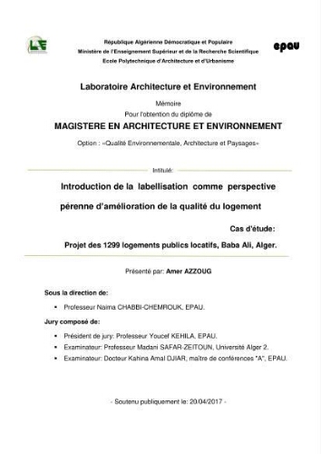 Introduction de la labellisation comme perspective pérenne d'amélioration de la qualité du logement. Introduction de la labellisation comme perspective pérenne d'amélioration de la qualité du logement.
