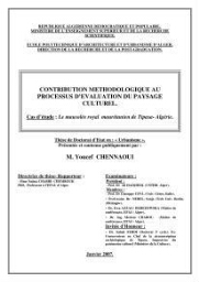 Contribution méthodologique au processus d'évaluation du paysage culturel Contribution méthodologique au processus d'évaluation du paysage culturel