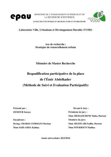 Requalification participative de la place de l'Emir Abdelkader Requalification participative de la place de l'Emir Abdelkader