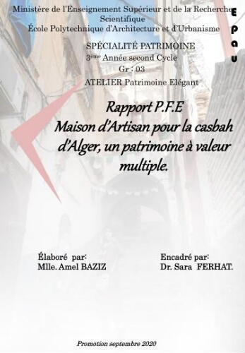 Maison d'Artisan pour la casbah d'Alger, un patrimoine à valeur multiple Maison d'Artisan pour la casbah d'Alger, un patrimoine à valeur multiple