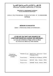 Le relief en tant quesource de l'histoire morphologique des Médinas Le relief en tant quesource de l'histoire morphologique des Médinas