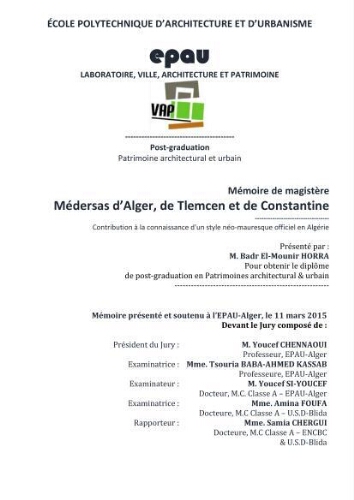 Médersas d'Alger , de Tlemcen et de Constantine. Médersas d'Alger , de Tlemcen et de Constantine.