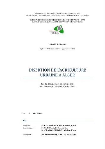 Insertion de l'agriculture urbaine à Alger. Insertion de l'agriculture urbaine à Alger.