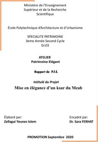 Mise en élégance d'un Ksar du M'zab Mise en élégance d'un Ksar du M'zab