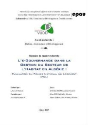 L'e-gouvernances dans la gestion du secteur de l'habitat en Algérie: L'e-gouvernances dans la gestion du secteur de l'habitat en Algérie: