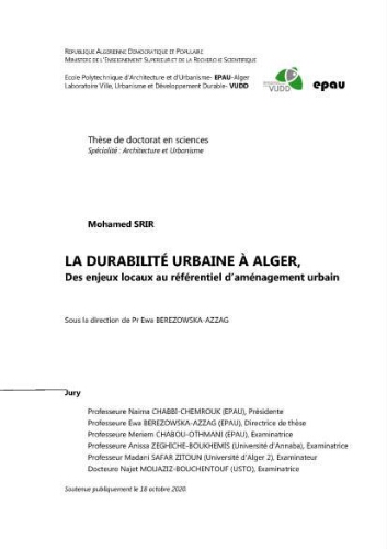 La durabilité urbaine à Alger La durabilité urbaine à Alger