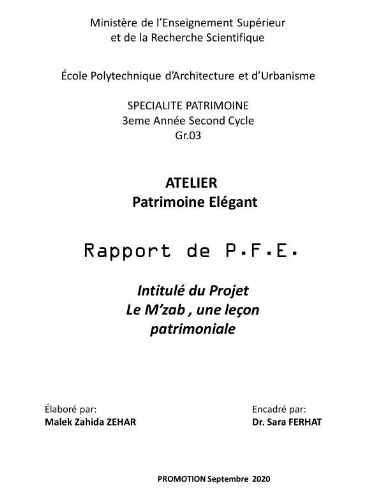 Le M'zab, une leçon patrimoniale Le M'zab, une leçon patrimoniale
