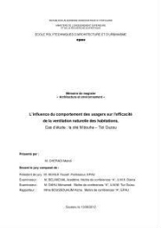 L'influence du comportement des usagers sur l'efficacité de la ventilation naturelle des habitations L'influence du comportement des usagers sur l'efficacité de la ventilation naturelle des habitations