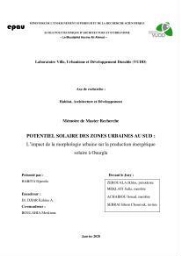 Potentiel solaire des zones urbaines au sud Potentiel solaire des zones urbaines au sud