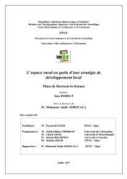 L'Espace rural en quête d'une stratégie de développement local L'Espace rural en quête d'une stratégie de développement local