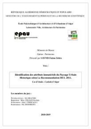 Identification des immatériels du paysage urbain historique selon la recommandation HUL 2011 Identification des immatériels du paysage urbain historique selon la recommandation HUL 2011