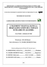 L'élement végétal dans la requalification de l'espace scolaire en algerie L'élement végétal dans la requalification de l'espace scolaire en algerie