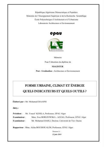 Forme urbaine, climat et énergie, quels indicateurs et quels outils ? Forme urbaine, climat et énergie, quels indicateurs et quels outils ?