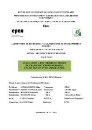 Evaluation a posteriori du projet urbain durable Evaluation a posteriori du projet urbain durable