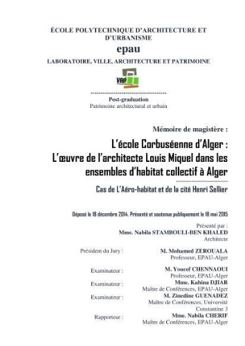 L'Ecole corbuséenne d'Alger L'Ecole corbuséenne d'Alger