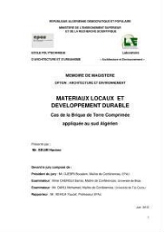 Matériaux locaux et developpement durable Matériaux locaux et developpement durable