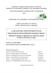 La Qualité des espaces publics et les stratégies du developpement durable urbain La Qualité des espaces publics et les stratégies du developpement durable urbain