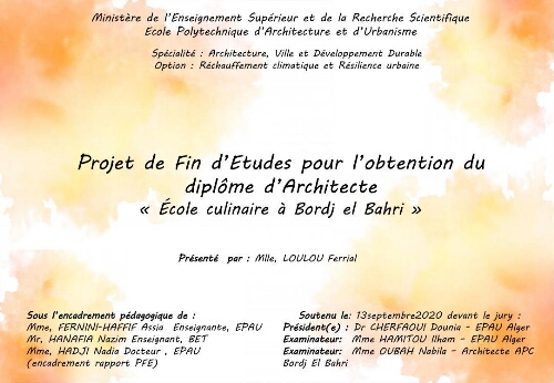 Ecole culinaire à bordj el bahri Ecole culinaire à bordj el bahri