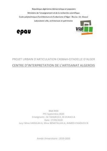 Projet urbain d'articulation Casbah-citadelle d'Alger Projet urbain d'articulation Casbah-citadelle d'Alger