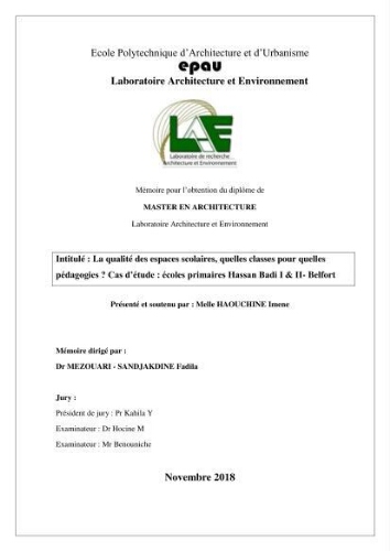 La Qalité des espaces scolaires, quelles classes pour quelles pédagogie? La Qalité des espaces scolaires, quelles classes pour quelles pédagogie?