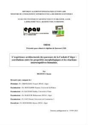 L'Expérience architecturale des parcours de la Casbah d'Alger L'Expérience architecturale des parcours de la Casbah d'Alger